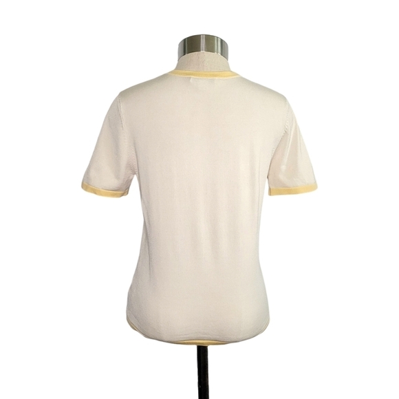 Pendleton Silk Blend Short Sleeve Ringer Tee T-Shirt Womens Size S Petite Yellow - Picture 3 of 9